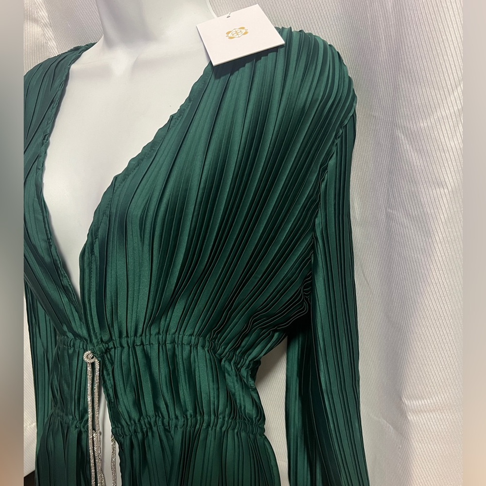 NWT $108 WAYF blouse in emerald green women’s size M sz 8 - Picture 4 of 9